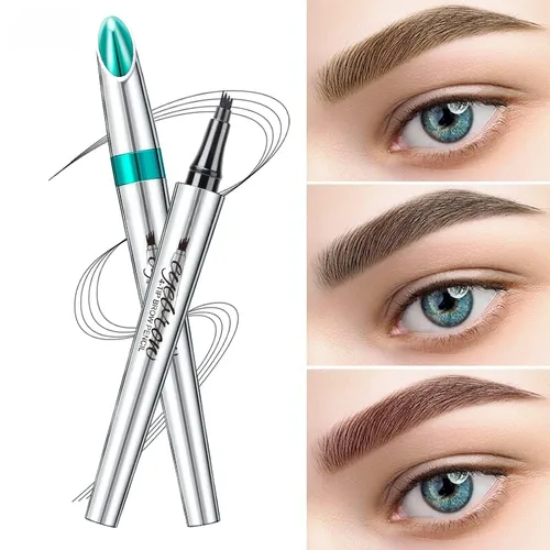 Vista 5 de Lápiz microblading para cejas, maquillaje de ojos, micro 4 puntos para levantar y arrebatar cejas de larga duración, impermeable, cabello natural 01