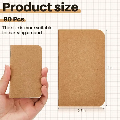 Vista 2 de Outus 90 cuadernos pequeños a granel de 2.5 x 4 pulgadas, cuadernos pequeños de papel de estraza de bolsillo de tapa suave para regalos