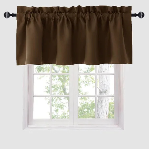 Vista 24 de Hiasan Cortinas opacas con cenefa para oscurecimiento sólido de habitación, cenefas con bolsillo para barra, para ventanas, 42 x 12 pulgadas