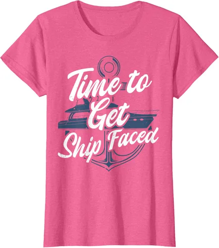Vista 15 de Time to Get Ship Faced Holiday Hilarante Nautical Sailing Camiseta, Negro, S