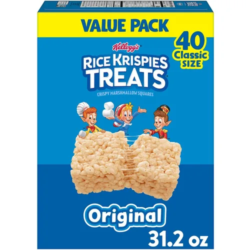 Vista 8 de Rice Krispies Treats Crispy Marshmallow Squares, caja de aperitivos para niños, barras de cereales, original (paquete de 108)