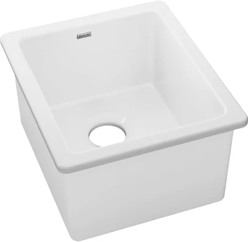 Vista 3 de Elkay SWU1517WH - Fregadero de barra de montaje inferior de arcilla refractaria de 16-7/16" x 18-15/16" x 9-1/16", color blanco