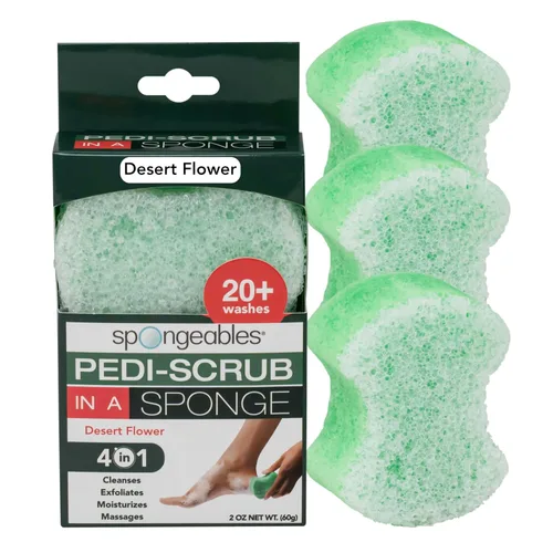 Vista 17 de Spongeables Pedi Scrub Foot Exfoliating 20+ Wash Sponge, aceite de argán, 2