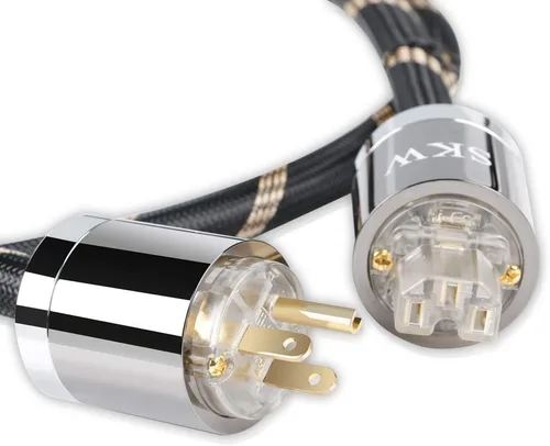 Vista 2 de SKW Upgrade C15 Audiophile - Cable de alimentación de cobre de ultra alta pureza, macho a hembra, enchufe de EE. UU. para subwoofer, amplificador