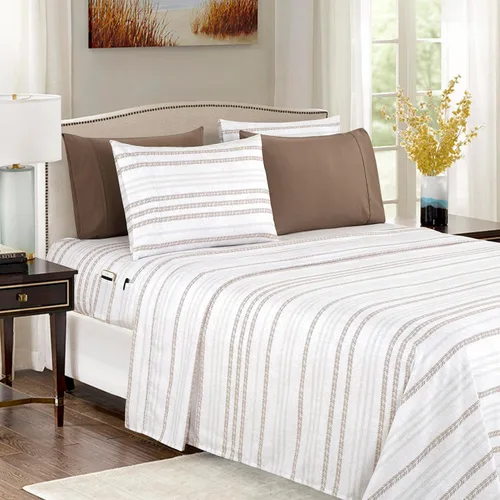 Vista 17 de Elegant Comfort - Juego de sábanas de 4 piezas, microfibra de 1500 hilos de calidad egipcia de lujo resistente a las arrugas, rayas estilo damasco