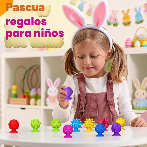 Vista 7 de Juguetes sensoriales para niños y adultos: juguetes con ventosa texturizada para autismo - Sensorial blandito para baño en el aula - Juego de 8