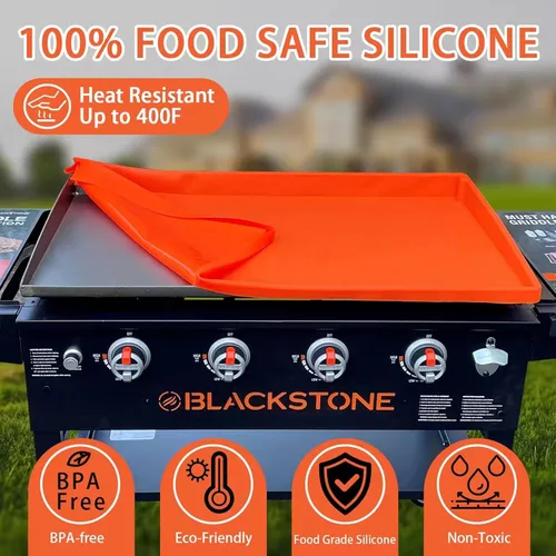 Vista 3 de Funda de silicona para parrilla Blackstone, borde completo mejorado: tapete resistente de grado alimenticio de 17 pulgadas, protege el grado de 43