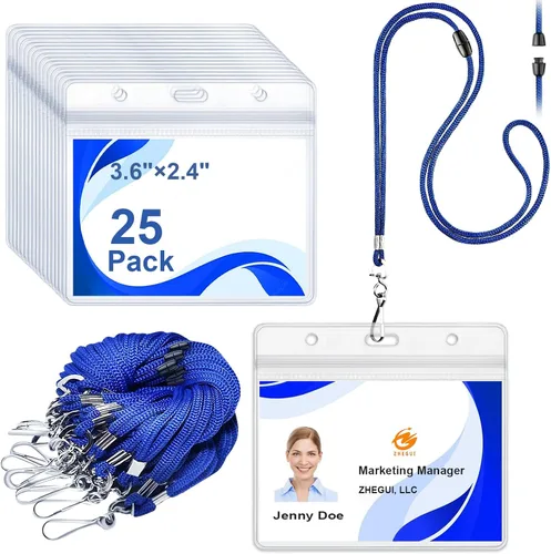 Vista 13 de Paquete de 100 cordones para tarjetas de identificación con soporte Breakaway Negro