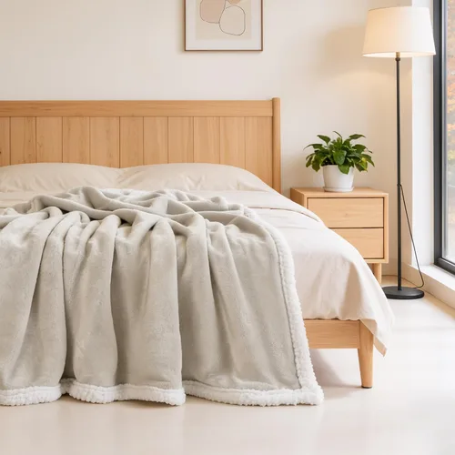 Vista 5 de Beautex Manta de Vellón Sherpa Beige Crema, Manta Suave y Esponjosa de Franela y Felpa, Manta Acogedora y Suavísima para Sofá, Cama y Adultos