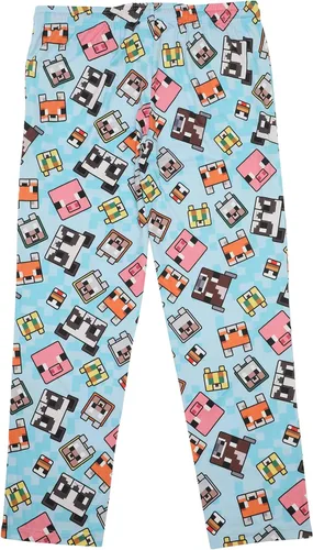 Vista 5 de Minecraft Chibi Animal Face Blocks AOP - Pantalones de pijama para mujer