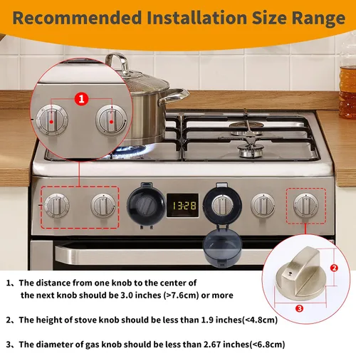 Vista 4 de Paquete de 5 + 1 fundas de seguridad para pomos de estufa para niños, cerradura de puerta de horno a prueba de niños, a prueba de bebés, cerradura