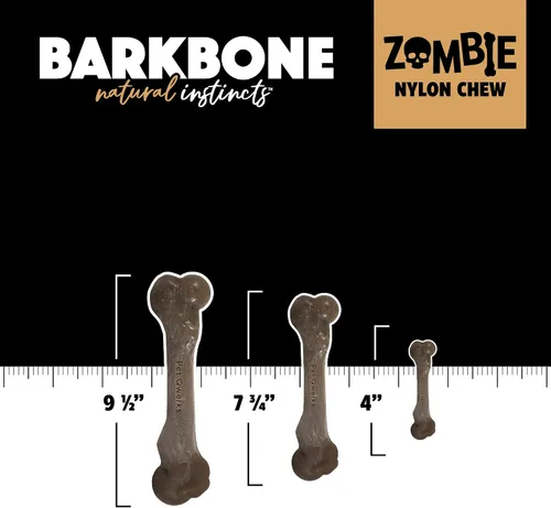 Vista 5 de Pet Qwerks Zombie BarkBone - Hueso de perro de nailon para masticadores moderados, sabor tocino, 4 pulgadas