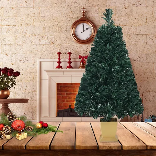Vista 4 de 32inch Green Fiber Optic Christmas Tree, Small Christmas Tree with Lights Artificial Prelit Tabletop Xmas Tree Holiday Home Decorations, USB Adaptor