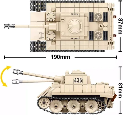 Vista 5 de General Jim's Serie Militar WW2 Bloques de construcción - Ejército alemán Leopardo VK-1602 Reconocimiento Batalla Tanque Bloques de Construcción