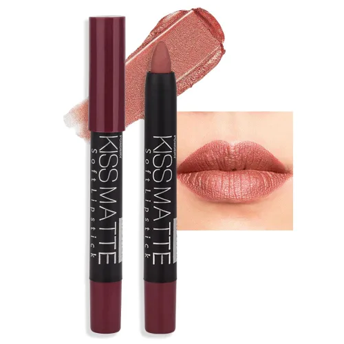 Vista 24 de evpct 3 piezas de lápiz crayón delineador de labios mate metálico rosa natural ligera y lápiz labial Set de larga duración impermeable que coincide