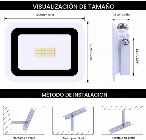 Vista 2 de MIWAT 20W IP68 impermeable al aire libre ultrafino con cable de enchufe Blanco-blanco