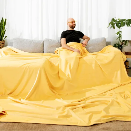 Vista 24 de Big Blanket Co Original Stretch Ballerina - Manta gigante extra grande de 6 x 6 pies, suave, elástica, lavable a máquina, se adapta a toda la familia