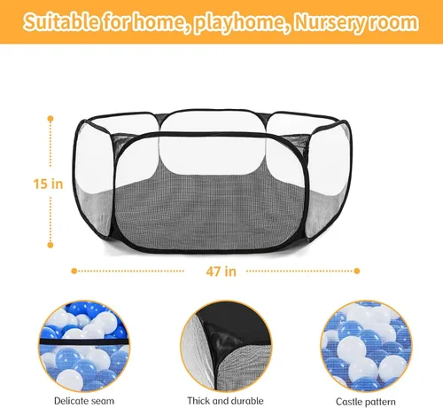 Vista 4 de STARBOLO Tienda de campaña para niños con pelotas, plegable para niños pequeños, piscina de pelotas, valla de gateo para interiores y exteriores