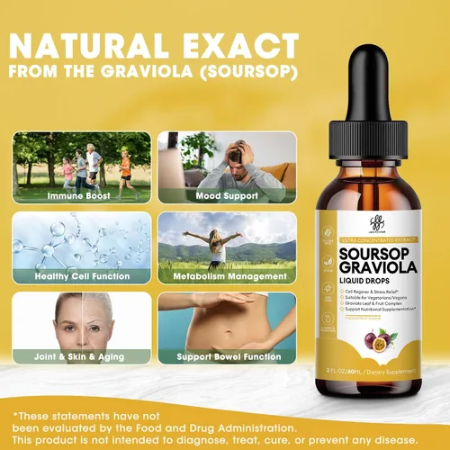 Vista 4 de iMATCHME Premium Guanábana Graviola para la Digestión, Apoyo para la Piel Saludable y el Sueño, Extracto de Guanábana Líquido en Gotas de Hoja