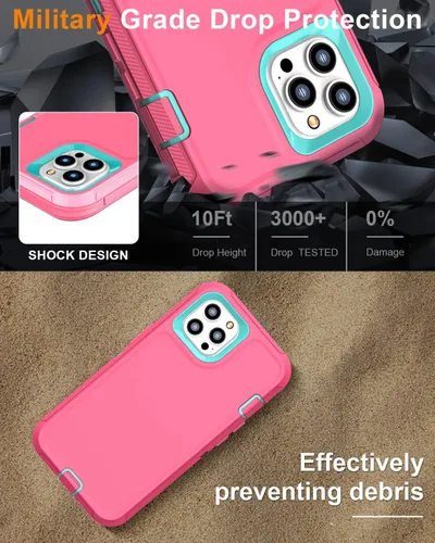 Vista 3 de Funda diseñada para iPhone 11 Pro Max protección resistente 3 en 1 de cuerpo completo con 2 protectores de pantalla, funda protectora resistente