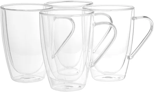 Vista 7 de Taza aislada de doble pared para café, capuchino, café con leche, espresso, té, térmico, transparente, 3.2 fl oz, 2 tazas/tazas (paquete de 2)