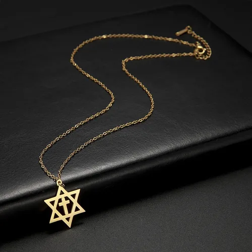 Vista 5 de EUEAVAN Collar con dije de estrella de David para mujer, con dije hexagonal, amuleto, simbólico, judío, Israel, religioso, David, joyería de regalo