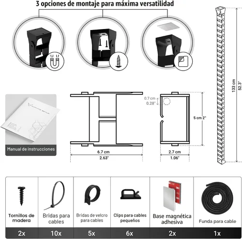 Vista 7 de Ultimate Setup Vértebras de gestión de cables para debajo del escritorio, perfectas para escritorio de pie y sentado, organización de cables