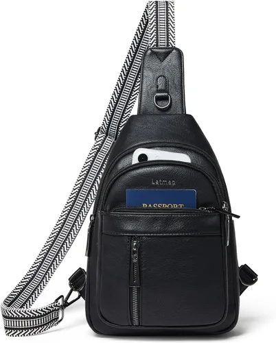 Vista 19 de LATMAP 7L Bolsa de Cintura para Hombres y Mujeres Mochila de Cadera Riñonera Bandolera Bolso de Hombro Cinturón de Viaje Bolso de Mano de PU Cuero