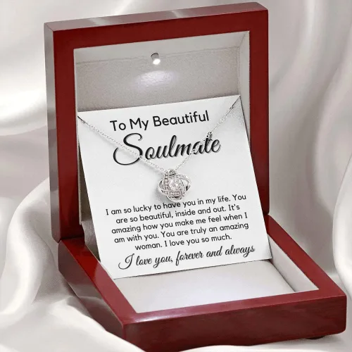Vista 7 de Collar con nudo de amor para mi alma gemela - My Lovely Wife, regalos para novia, regalos románticos para ella de marido a esposa, día de San