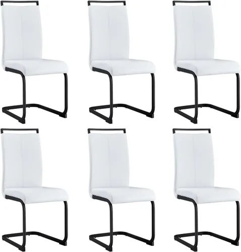 Vista 14 de gopop Juego de sillas de comedor, sillas modernas de metal con asiento acolchado de piel sintética, respaldo alto y patas cromadas resistentes, Negro