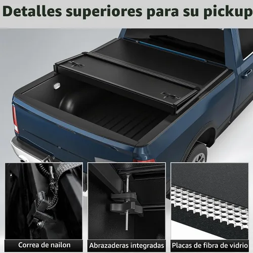 Vista 4 de OEDRO FRP Cubierta Tonneau Rígida de Triple Pliegue Compatible con Chevy Silverado 1500 y GMC Sierra 1500 2007-2013 Nuevo Estilo de Carrocería Cama
