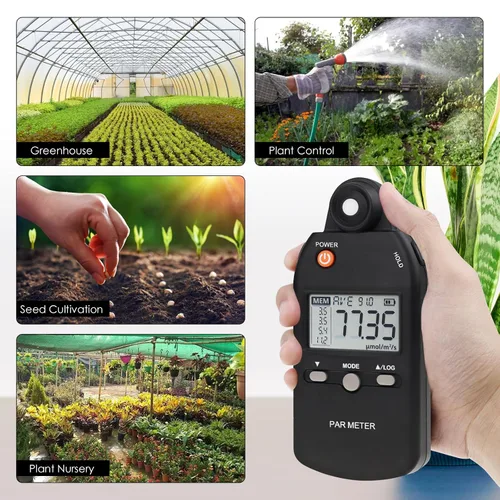 Vista 5 de Medidor PAR para luces LED de crecimiento de alta precisión Sensor Quantum Medidor de luz Par Tester PPFD para medir la actividad fotosintética