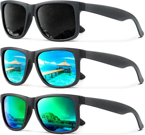 Vista 11 de KALIYADI Sunglasses Men Polarized Sun glasses for Mens Womens Classic Matte Black Frame UV Protection 3pack negro + negro + amarillo + amarillo