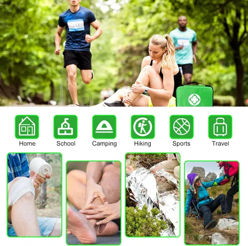 Vista 4 de Kit de primeros auxilios para casa y negocios - Kit de emergencia para camping y automóvil - 300 piezas de suministros de repuesto esenciales