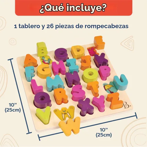 Vista 5 de B. toys Rompecabezas de madera del alfabeto, Alpha B. Tical, 26 letras