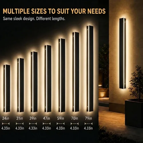 Vista 8 de Lámpara de Pared Moderna para Exteriores de 31 Pulgadas, Regulable 3000K-6000K, Aplique de Pared Lineal para Exteriores Impermeable IP65, Luces LED