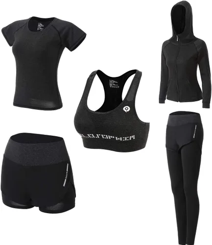 Vista 7 de Conjunto de ropa de entrenamiento para mujer, conjunto de 5 piezas de trajes deportivos para ejercicio
