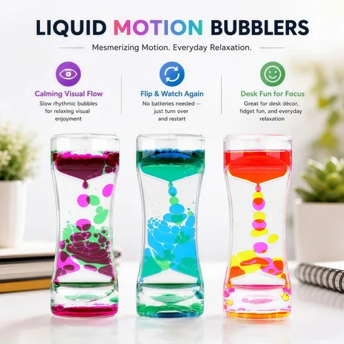 Vista 2 de Oneshow Liquid Motion Bubbler - Juguetes sensoriales coloridos de aceite y agua, reloj de arena, temporizador, actividad, juguete fidget para niños