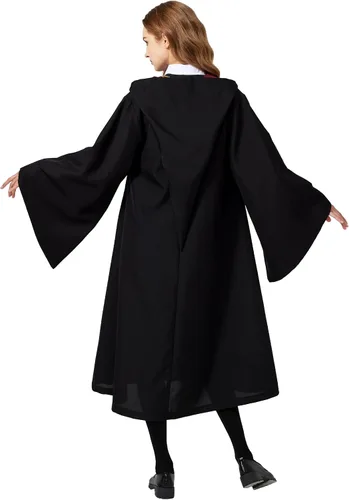 Vista 3 de Bata mágica unisex, disfraz universitario con capucha, disfraz de bruja de cine, mundo mágico, Halloween, cosplay, para mujeres y hombres