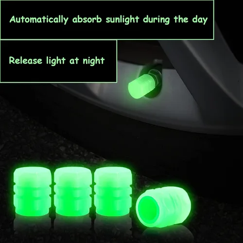 Vista 2 de 20 PIEZAS Tapas Fluorescentes para Vástago de Válvula de Neumático - Cubiertas Luminosas para Neumáticos de Vehículos Universales - Accesorios