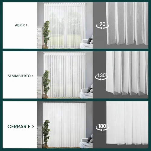 Vista 4 de CHICOLOGY Elegantes Persianas Verticales Transparentes Blancas para el Hogar, Ventanas Interiores Grandes, Puerta Corrediza, Patio (78" An x 84" Al)