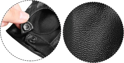 Vista 4 de Giugu 2 pares de guantes de piel sintética sin dedos, guantes punk negros para mujer, remaches, medio dedo, de piel sintética, para disfraces