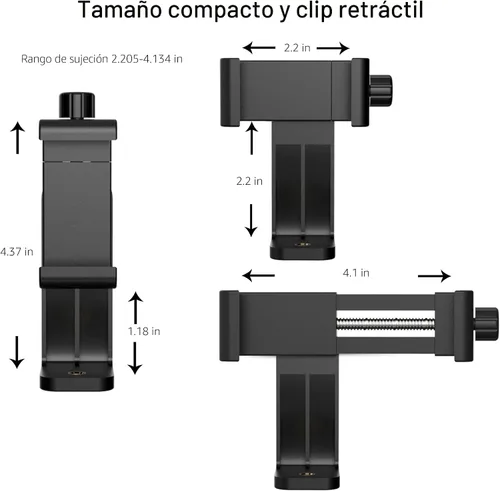Vista 3 de Ailun - Soporte para teléfono, adaptador de trípode vertical y horizontal, soporte giratorio con tornillo de 1/4 pulgadas, clip ajustable