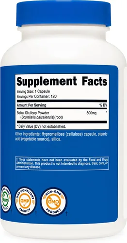 Vista 5 de Nutricost Baikal Skullcap 500 mg, 120 cápsulas vegetarianas - Sin OMG, sin gluten