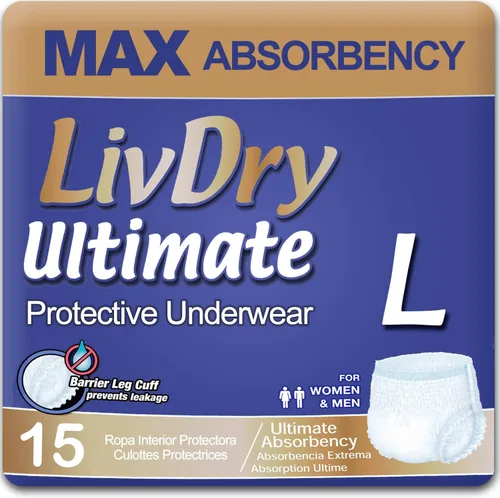Vista 16 de LivDry Ultimate - Ropa interior para incontinencia para adultos, alta absorción, protección contra fugas, talla S, paquete de 18