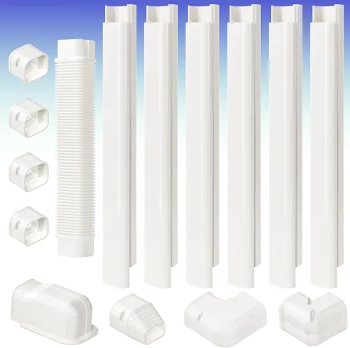 Vista 9 de 3" 7.5 ft Mini Split Line Set Cover, AC Lineset Cover Kit para Unidad Exterior Decorative PVC Paintable Line Cover Kit for Mini Split Air
