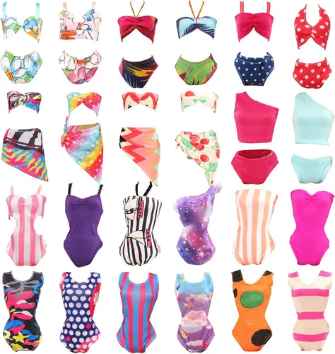 Vista 4 de BARWA 5 conjuntos de trajes de baño de playa bikini ropa de baño con zapatos para muñecas de 11.5 pulgadas