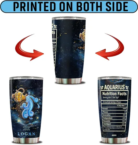 Vista 6 de Regalos personalizados de acuario para hombres, taza de café de acero inoxidable de 20 onzas, constelación del zodiaco, astrología, regalo