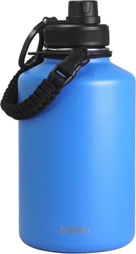 Vista 30 de Drinco - Botella de agua de acero inoxidable con boquilla, tapa aislada al vacío, botella de agua de doble pared, de boca ancha