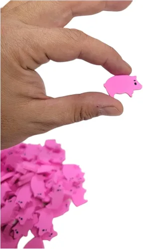 Vista 5 de Borradores de lápiz de cerdo rosa a granel (paquete de 144) de doble cara. Papelería para niños, dibujo de artes y manualidades